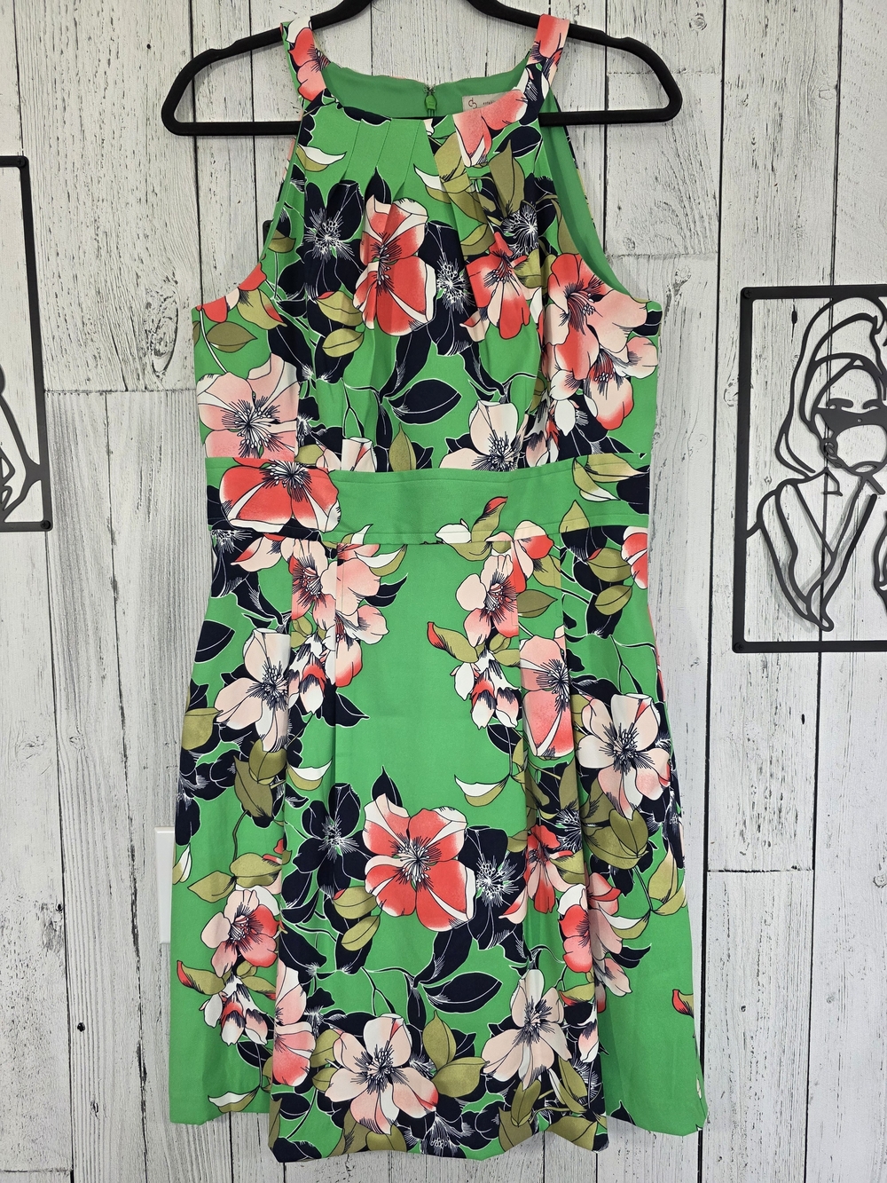 CB Established 1962 Green Floral Sheath Dress Size 12 Date Night Resortwear